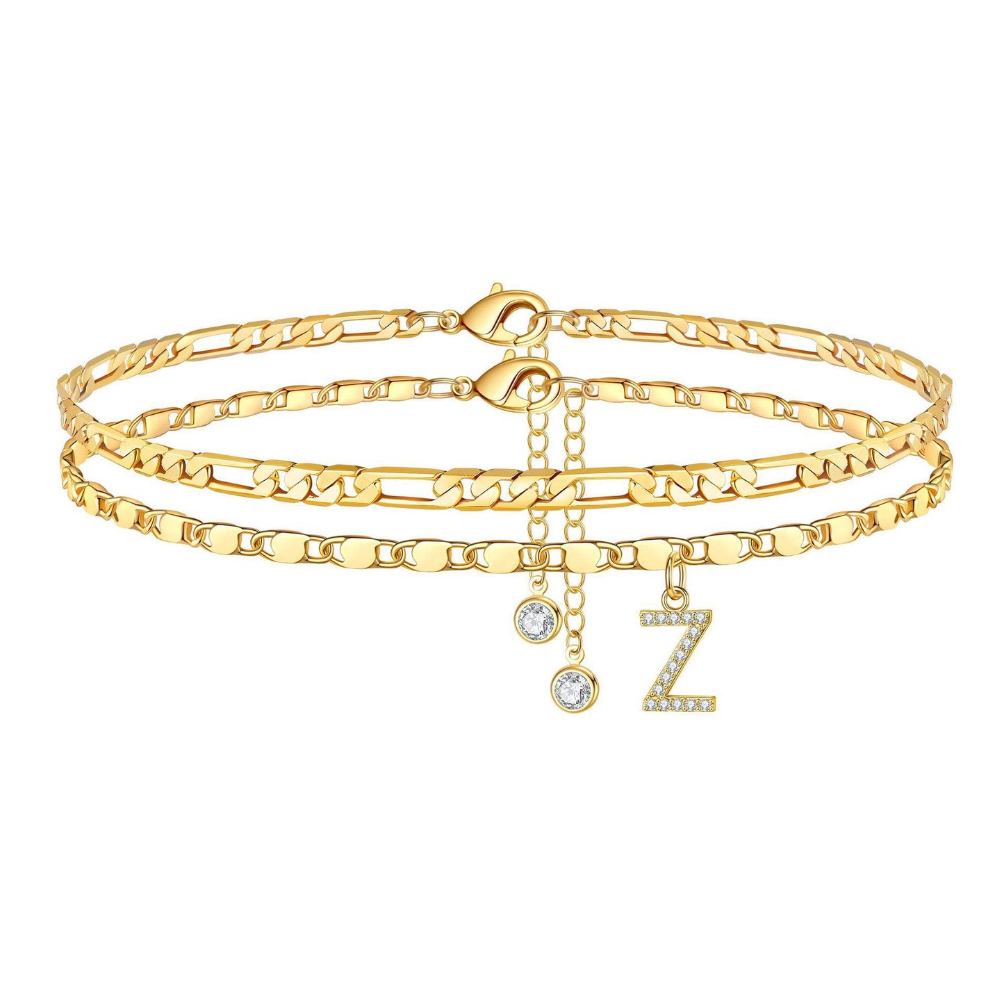 Zircon letter anklet