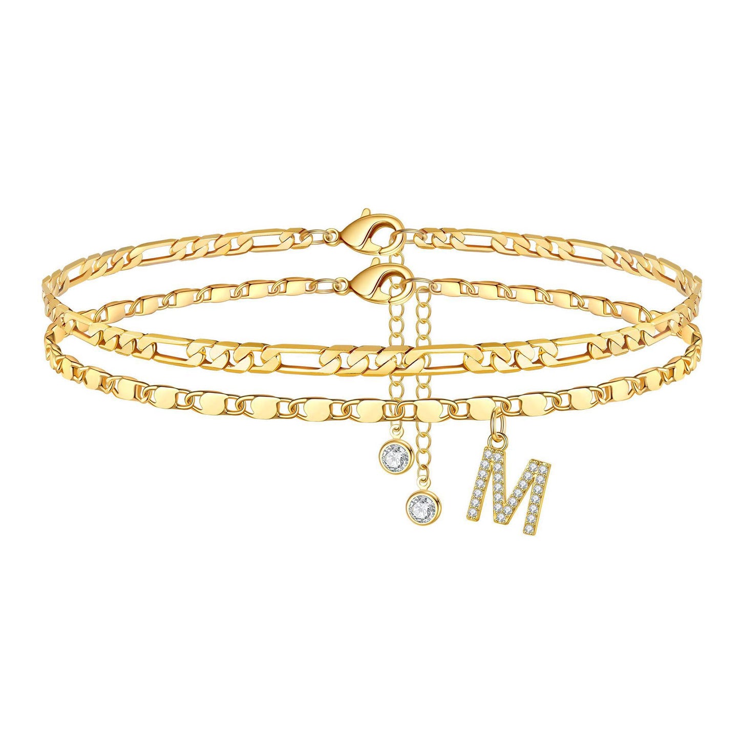 Zircon letter anklet