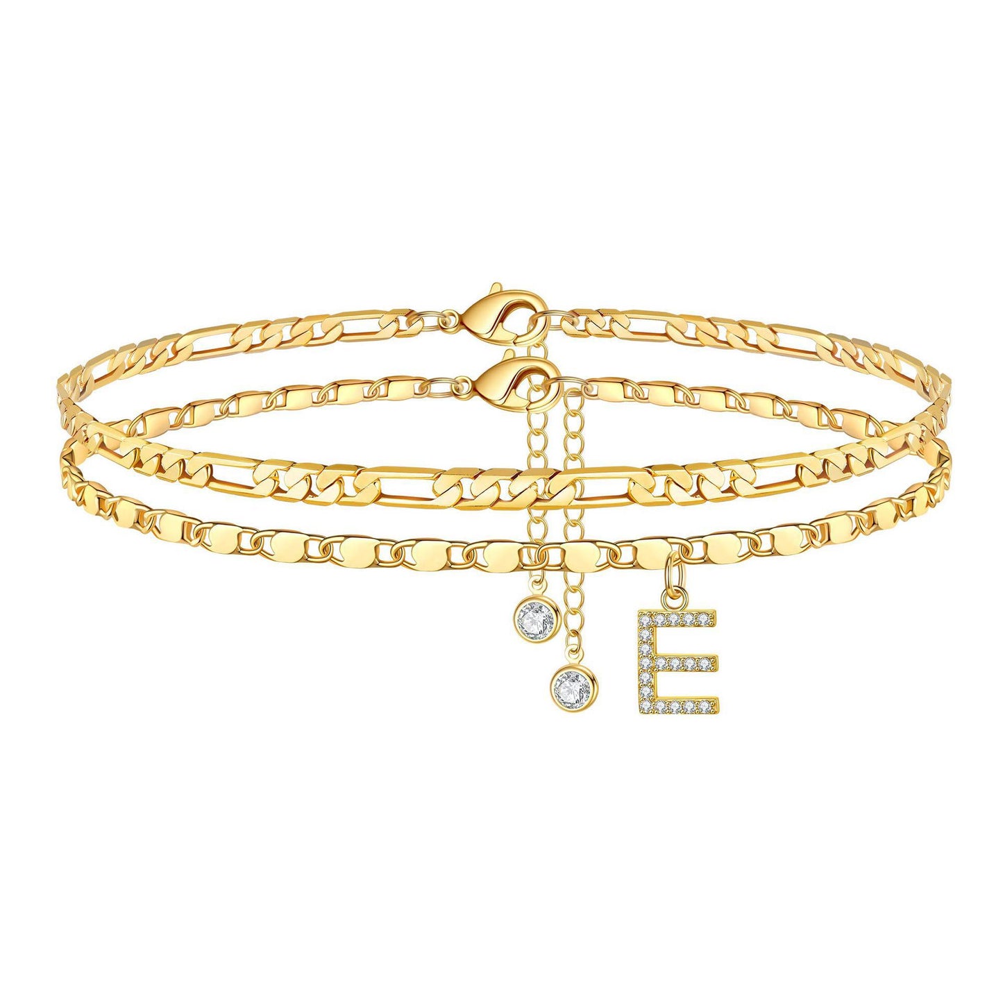 Zircon letter anklet