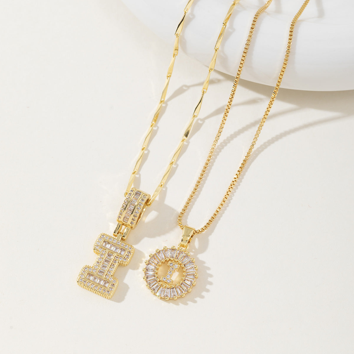 Rock Sugar Copper Inlaid Zircon Letter Pendant