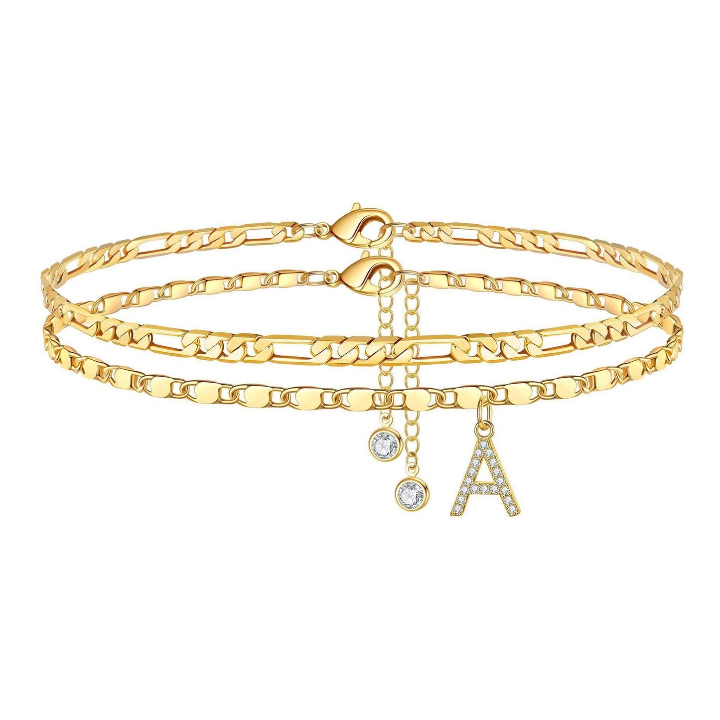 Zircon letter anklet