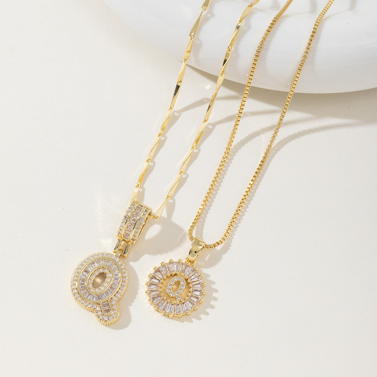 Rock Sugar Copper Inlaid Zircon Letter Pendant