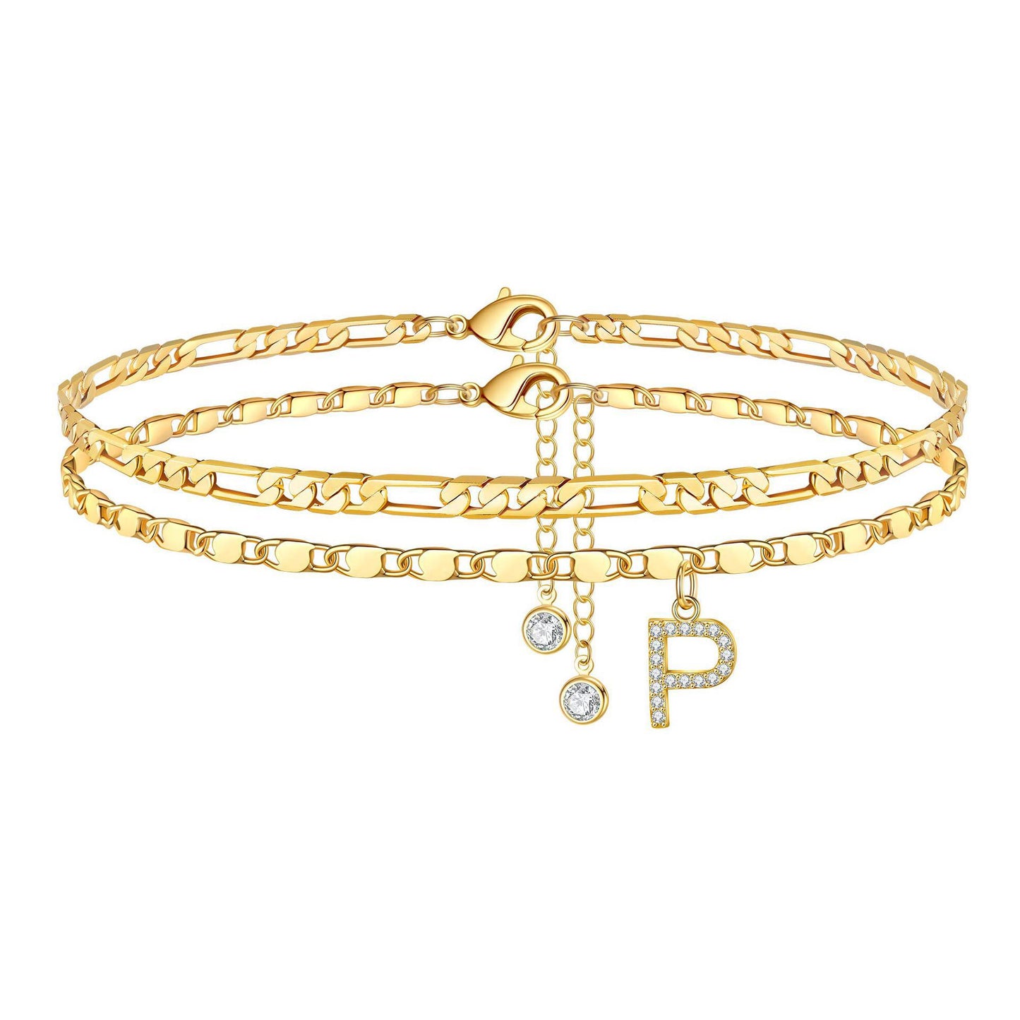 Zircon letter anklet