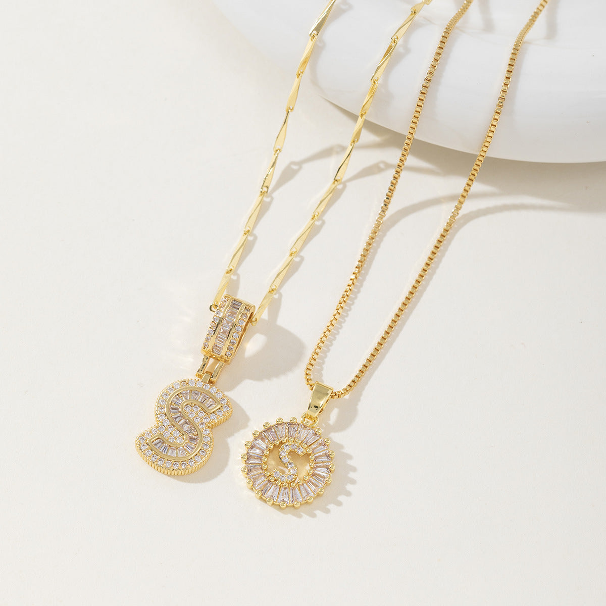 Rock Sugar Copper Inlaid Zircon Letter Pendant