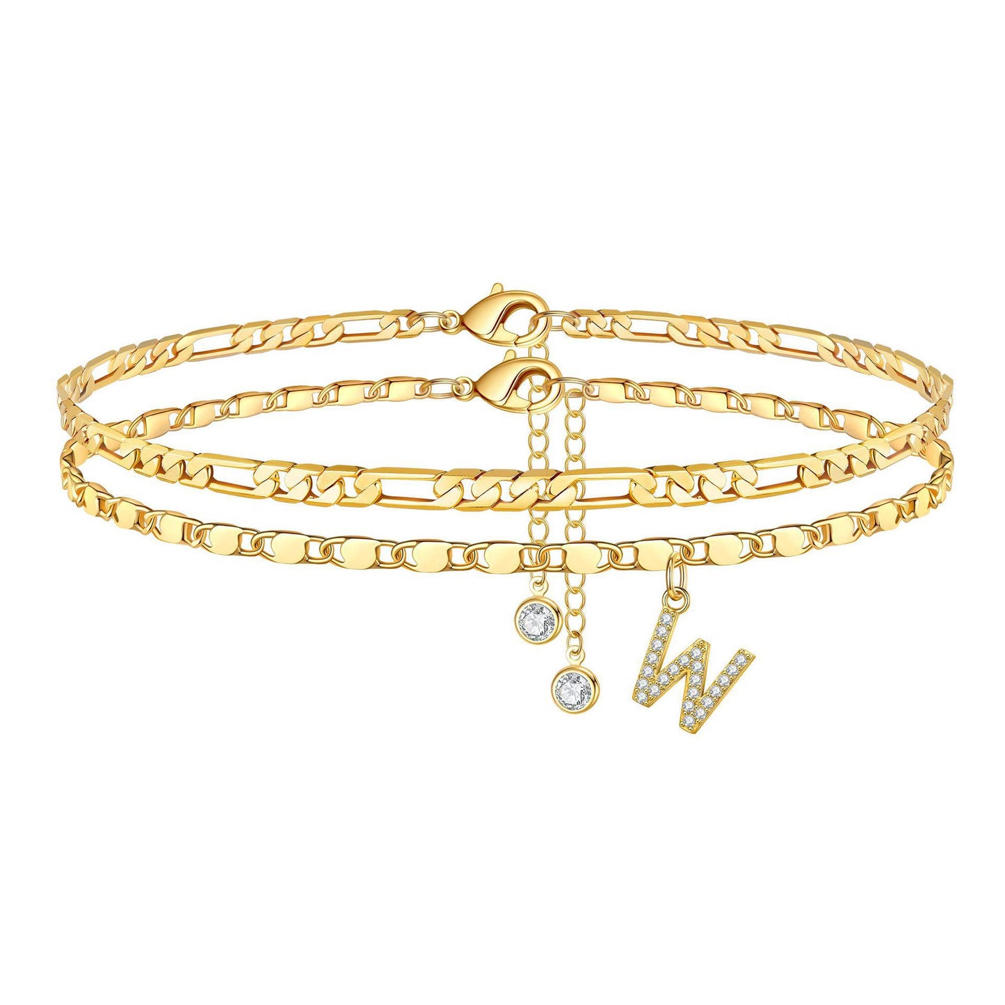 Zircon letter anklet