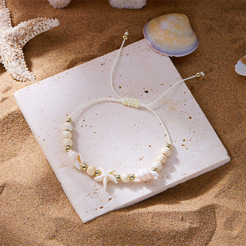 Bohemian Starfish Shell Conch Rice Bead Bracelet