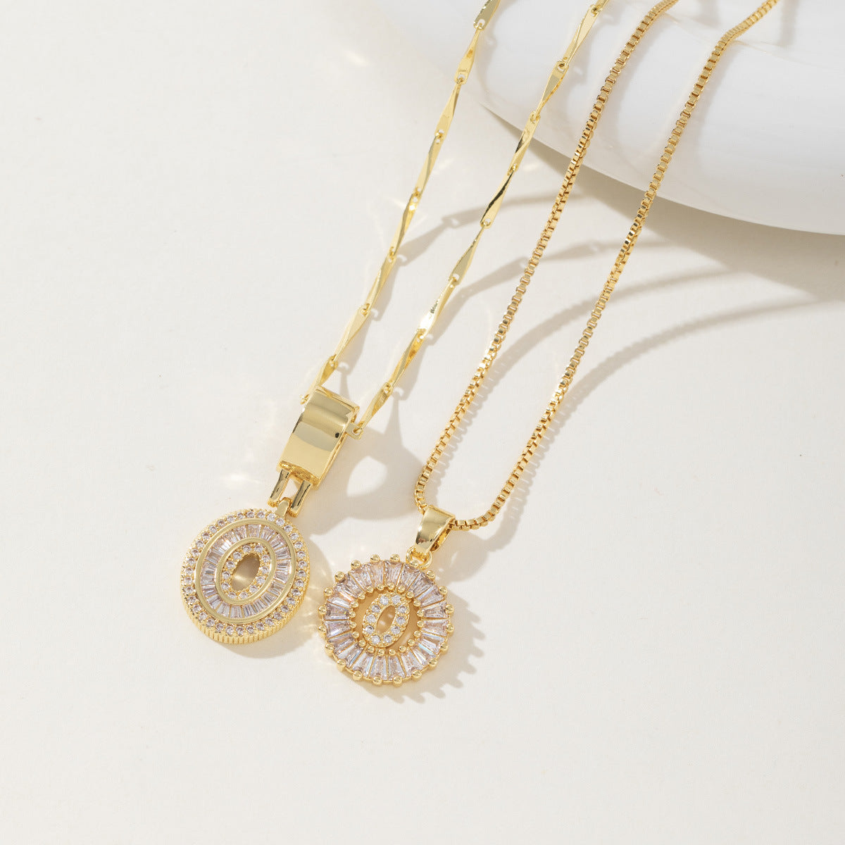 Rock Sugar Copper Inlaid Zircon Letter Pendant