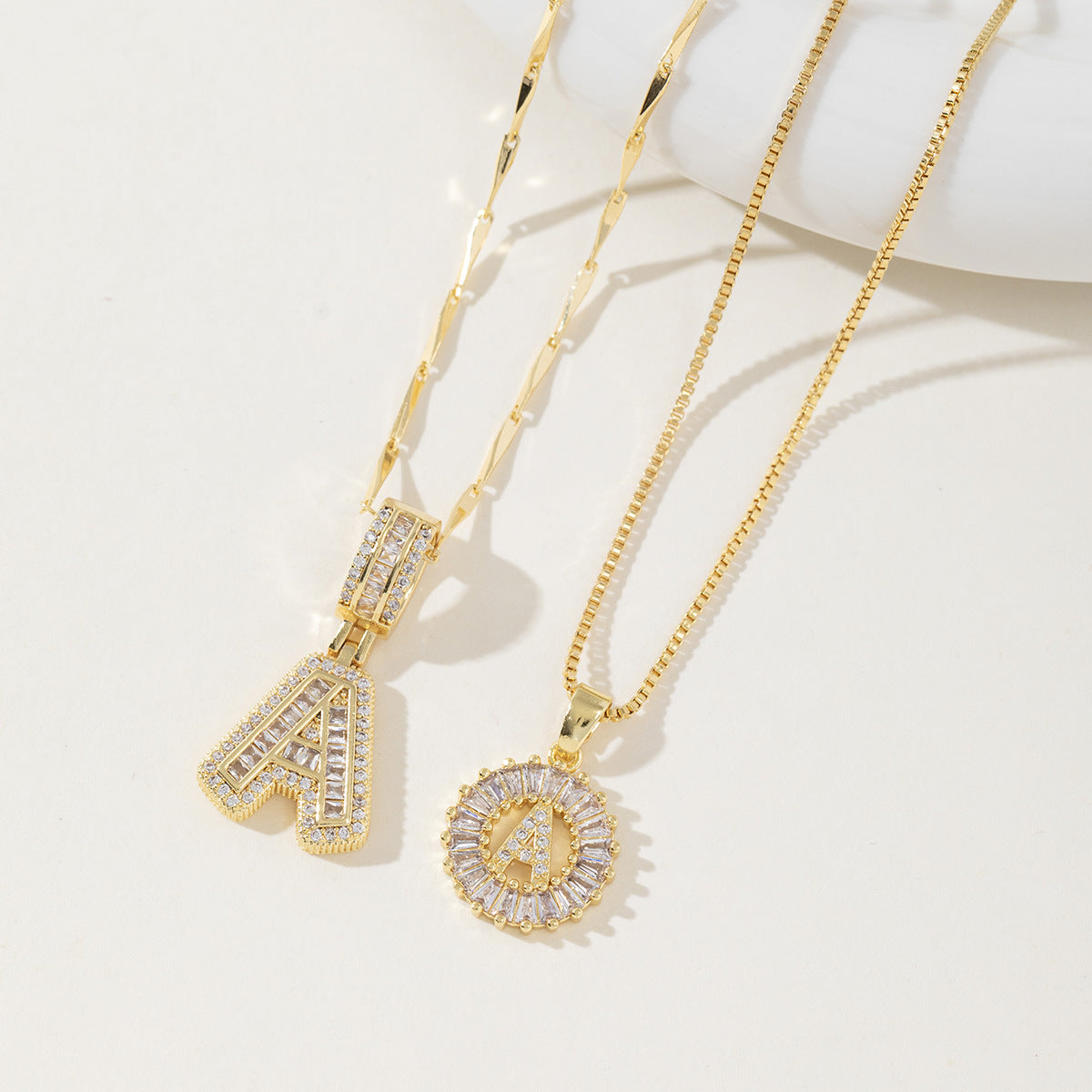 Rock Sugar Copper Inlaid Zircon Letter Pendant