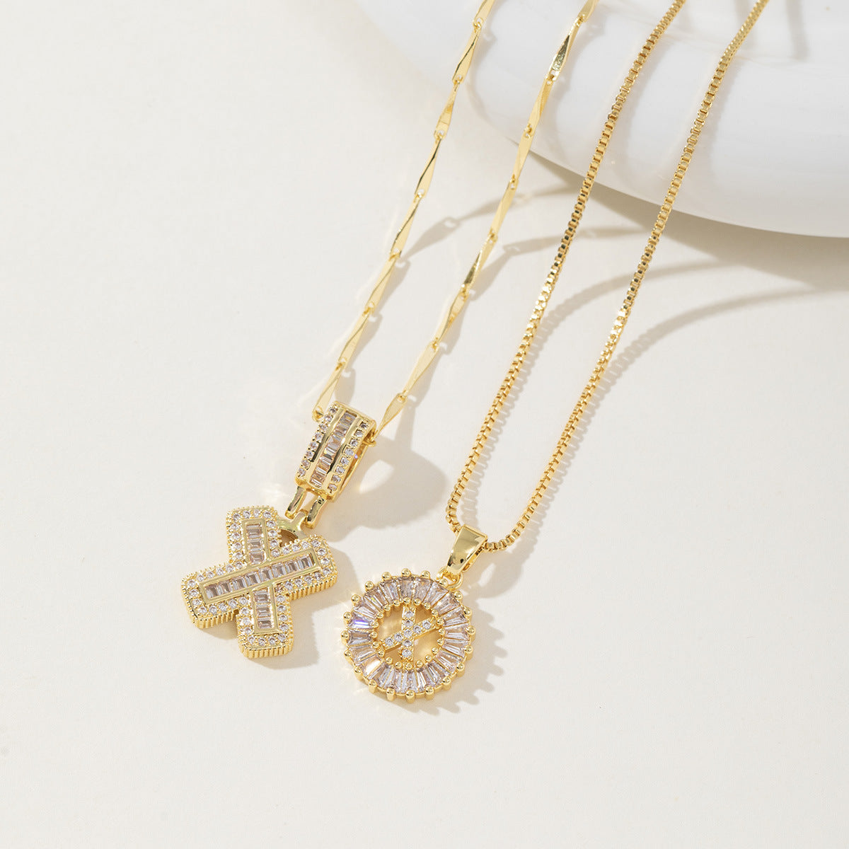 Rock Sugar Copper Inlaid Zircon Letter Pendant