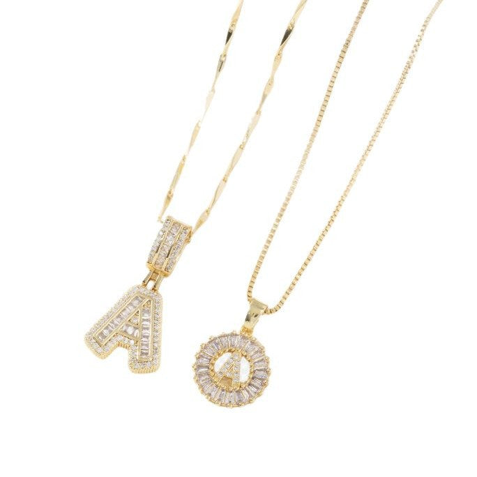 Rock Sugar Copper Inlaid Zircon Letter Pendant