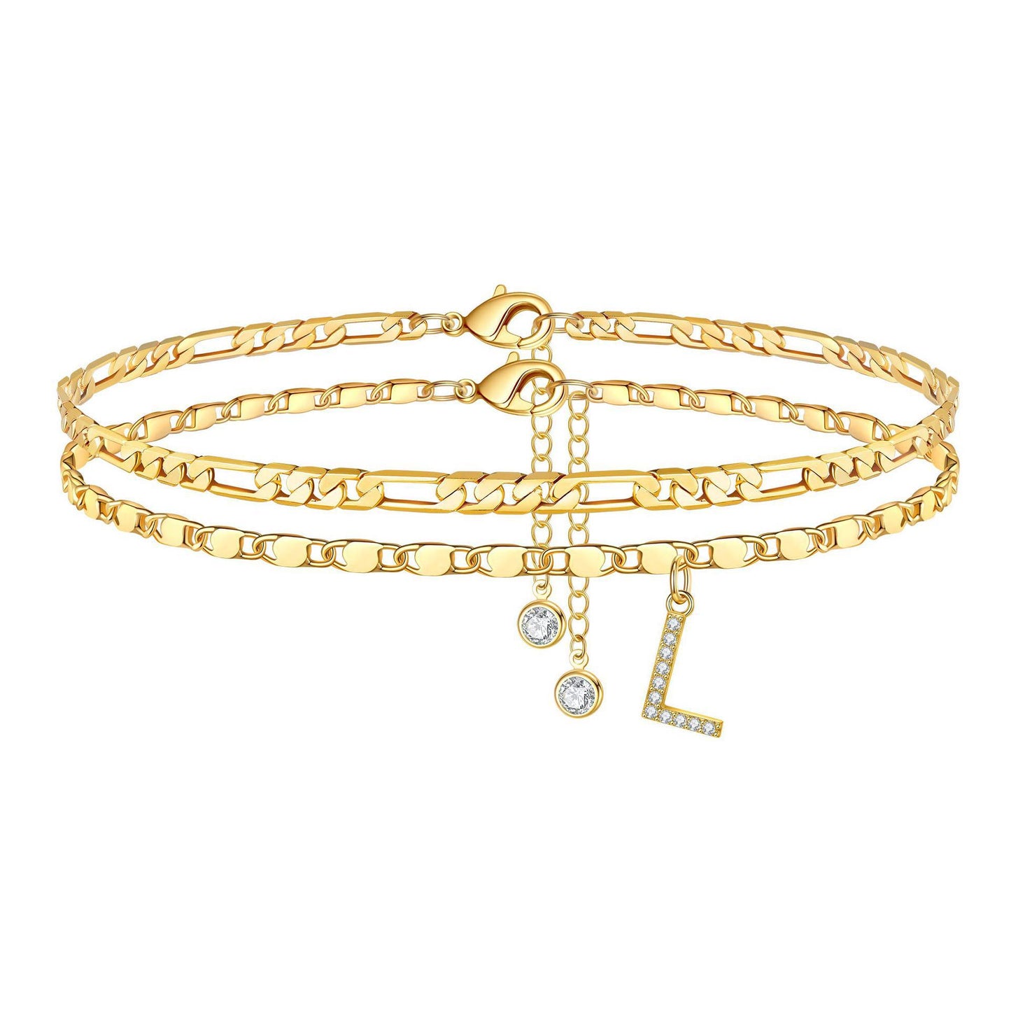 Zircon letter anklet