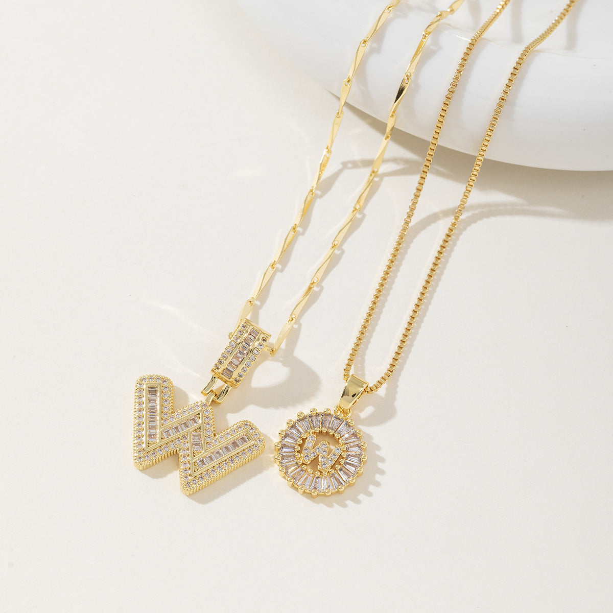 Rock Sugar Copper Inlaid Zircon Letter Pendant