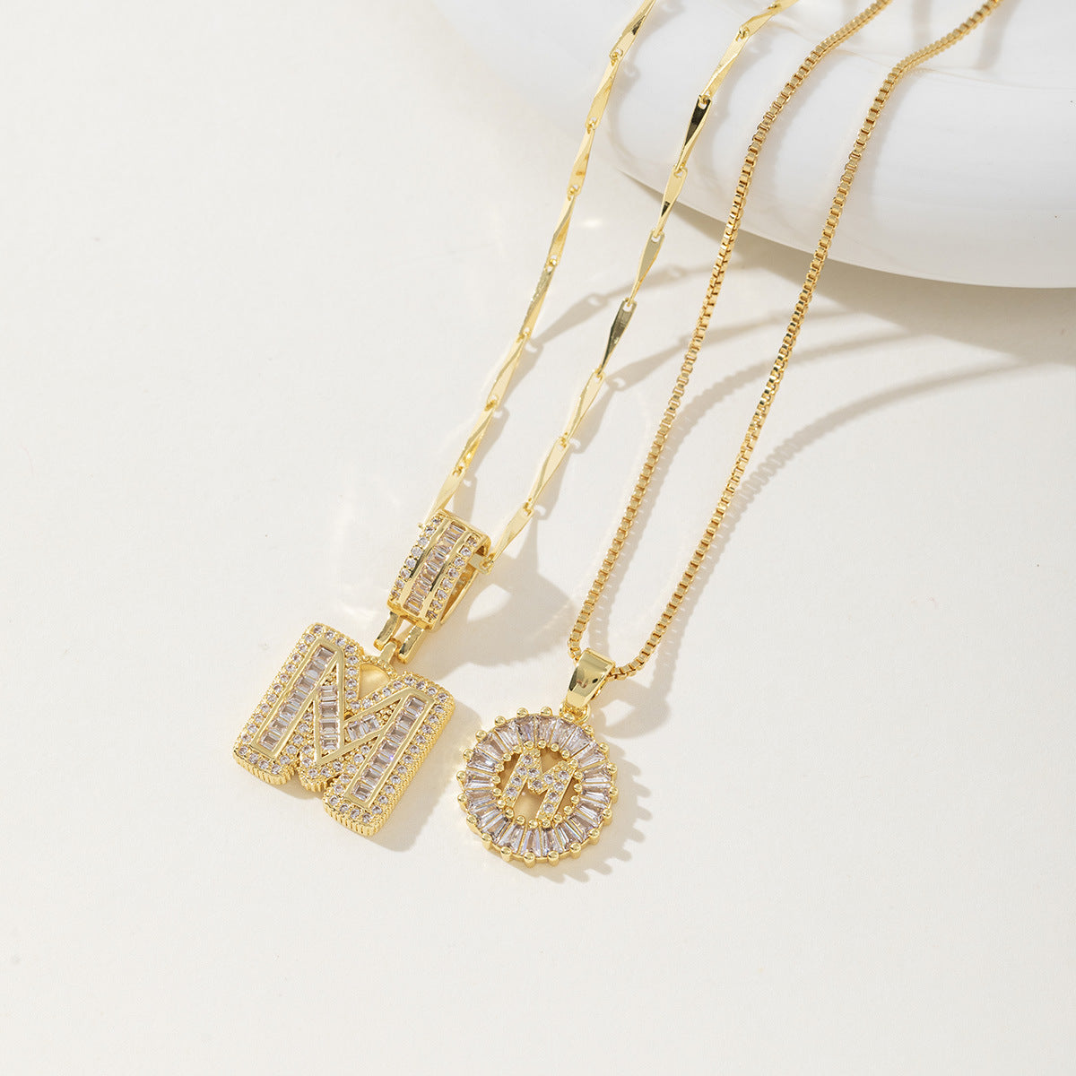 Rock Sugar Copper Inlaid Zircon Letter Pendant