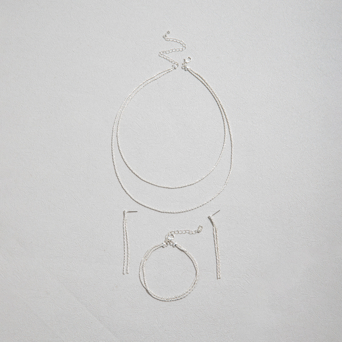 Rhinestone Necklace Earrings Bracelet Set