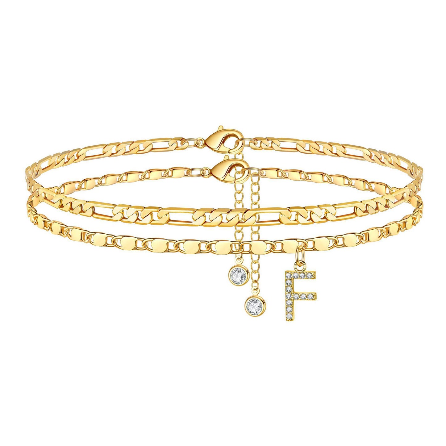 Zircon letter anklet