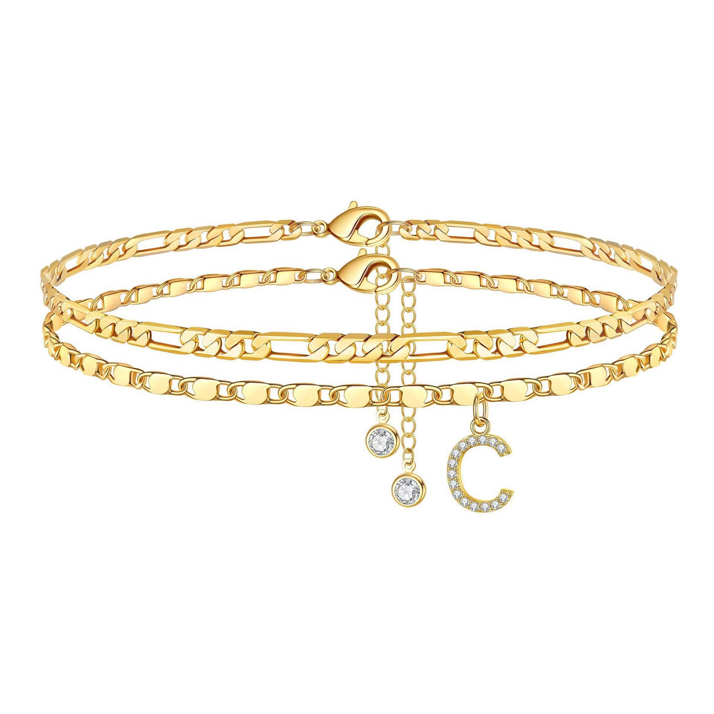 Zircon letter anklet