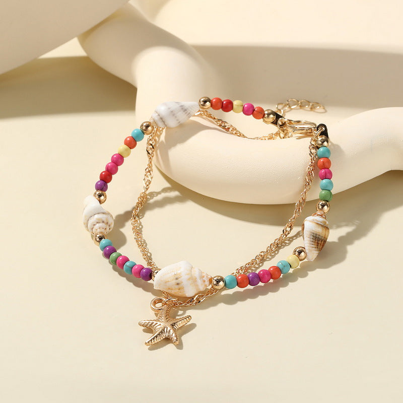 Bohemian Starfish Shell Conch Rice Bead Bracelet