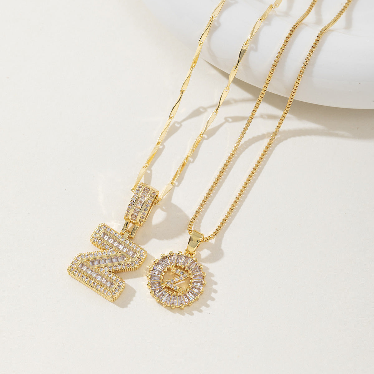 Rock Sugar Copper Inlaid Zircon Letter Pendant