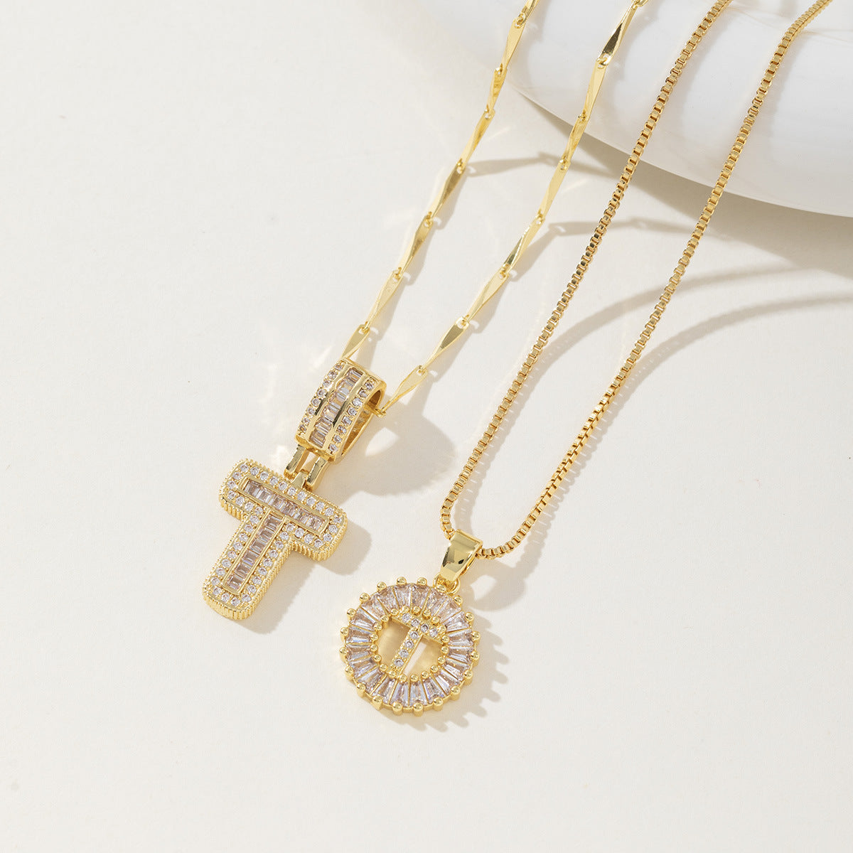 Rock Sugar Copper Inlaid Zircon Letter Pendant